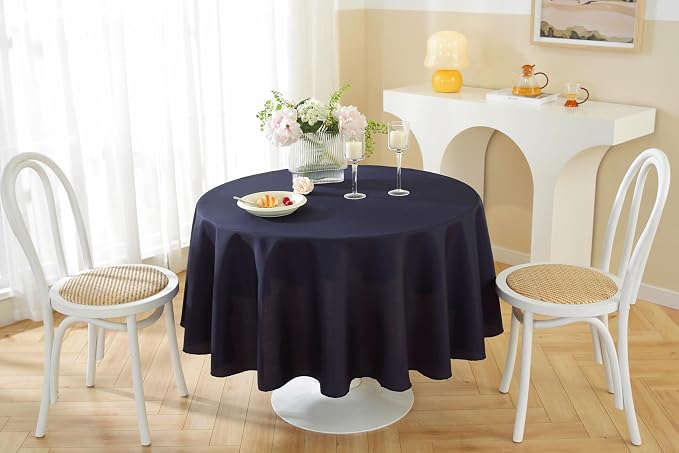 5 Pack Round Tablecloth 108 Inch Navy Blue Tablecloth, Polyester Fabric Washable Table Cloth for Home, Party, Wedding or Restaurant Use.