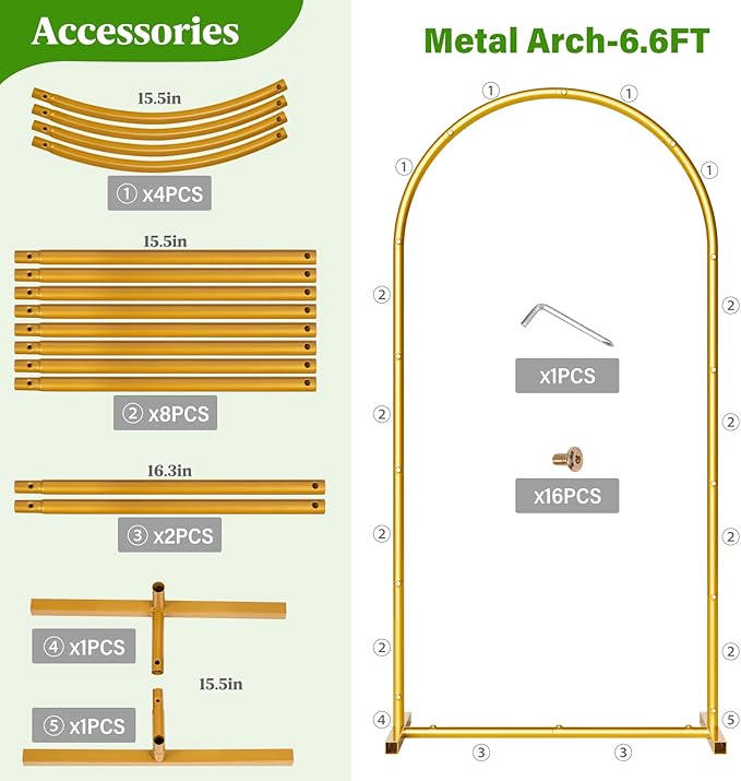 Metal Arch Backdrop Stand Wedding Arch Frame Set of 3 (7.2FT/6.6FT/6FT) Gold Backdrop Arch Stand for Wedding Ceremony Birthday Party Baby Shower Graduation Ceremony Decoration