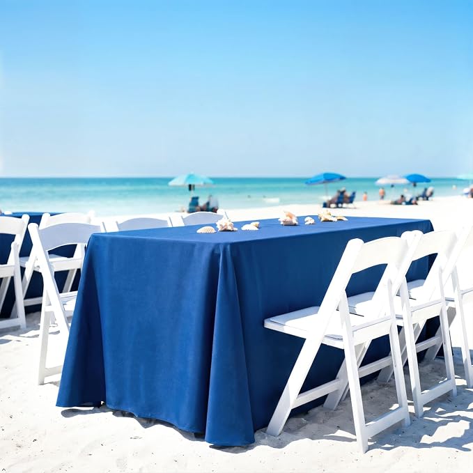 8 Pack Royal Blue Tablecloth 60 x 126 Inch Polyester Table Cloth for 8 Foot Rectangle Tables, Wrinkle Resistant Washable Decorative Fabric Table Covers for Wedding Party Banquet Buffet and Camping