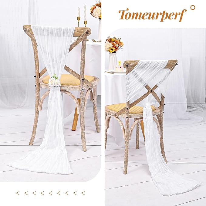 8 Pack 10Ft Cheesecloth Table Runner White, 20 x 120 Inch Rustic Gauze Boho Cheese Cloth Wedding Long Table Runner for Wedding Party Bridal Shower Decoration
