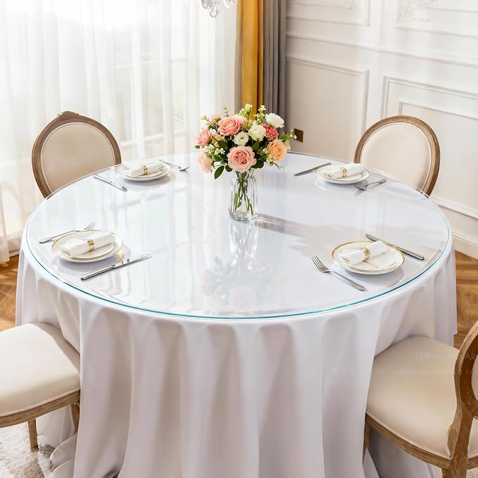 42in Round Clear PVC Table Protector 2mm Waterproof Pad | Clear Desk Cover, Clear Desk Mat, Table Cover Tablecloth Protector Rectangle, Table Protector for Dining Room Table