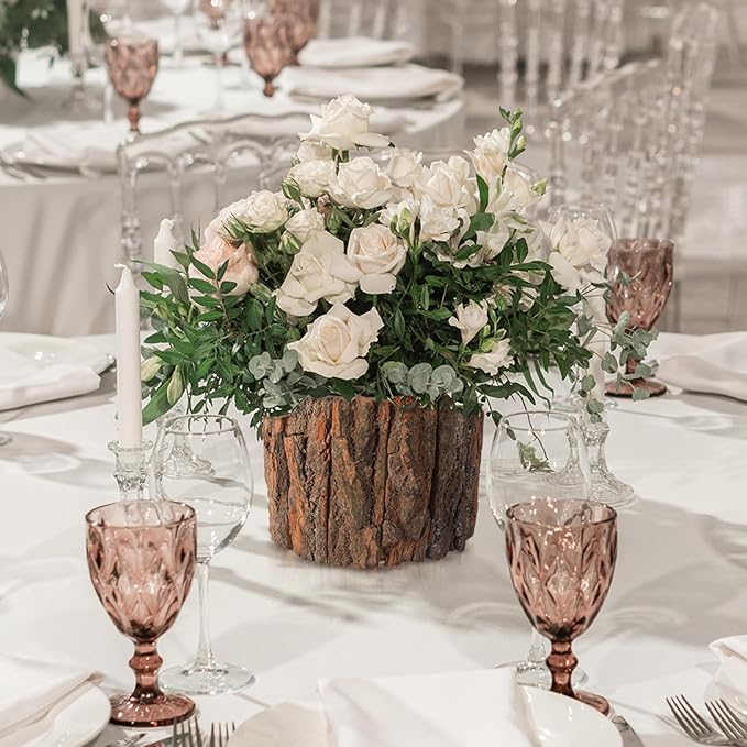 1 Pcs Wooden Vase for Centerpieces Wedding Flower Table Centerpieces Woodland Party Decor Rustic Farmhouse Bark Stump Buckets Vintage Planter Pots for Garden Baby Shower Window Home (Large)