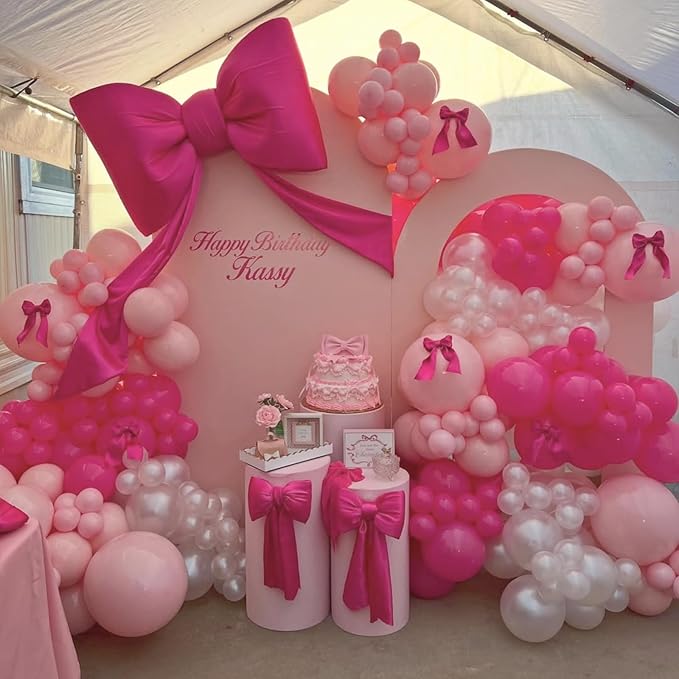 Pink Balloon Arch, Mother's Day Balloons Hot Pink Light Pearl White Latex Balloon for Girls Women Birthday Mother's Day Wedding Baby Shower Bridal Shower Bachelorette Engagement Party Decorations