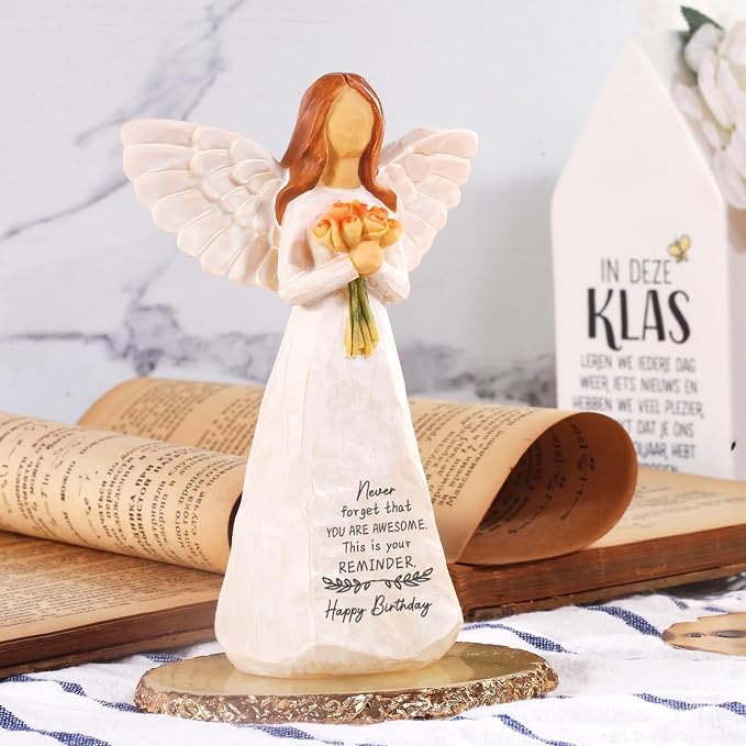 Kohehe Birthday Gifts for Women,5.5'' Angel Figurine for Birthday Party Decorations,Unique Happy Birthday Gift for Mom,Sister and Best Friend