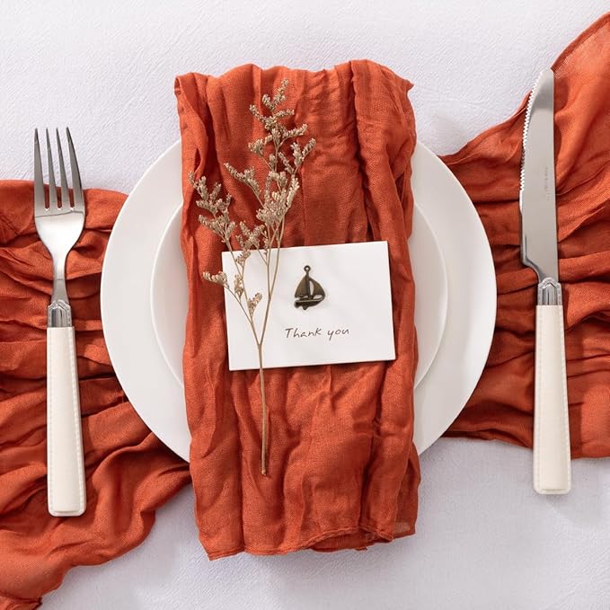 20 Pack Terracotta Cheesecloth Napkins Washable Spring Summer Cloth Napkins Set of 20 Bulk 21x21 Inches for Dinner Wedding Baby Bridal Shower Birthday Party Table Decor
