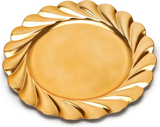13 Inch Multi-Pack Bulk Round Plastic for Dinner Charger Plates | Round Plastic Charger Plates ,Elegant Table Decor for Weddings Events Parties Receptions Birthdays Anniversaries Holidays