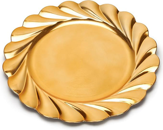 13 Inch Multi-Pack Bulk Round Plastic for Dinner Charger Plates | Round Plastic Charger Plates ,Elegant Table Decor for Weddings Events Parties Receptions Birthdays Anniversaries Holidays