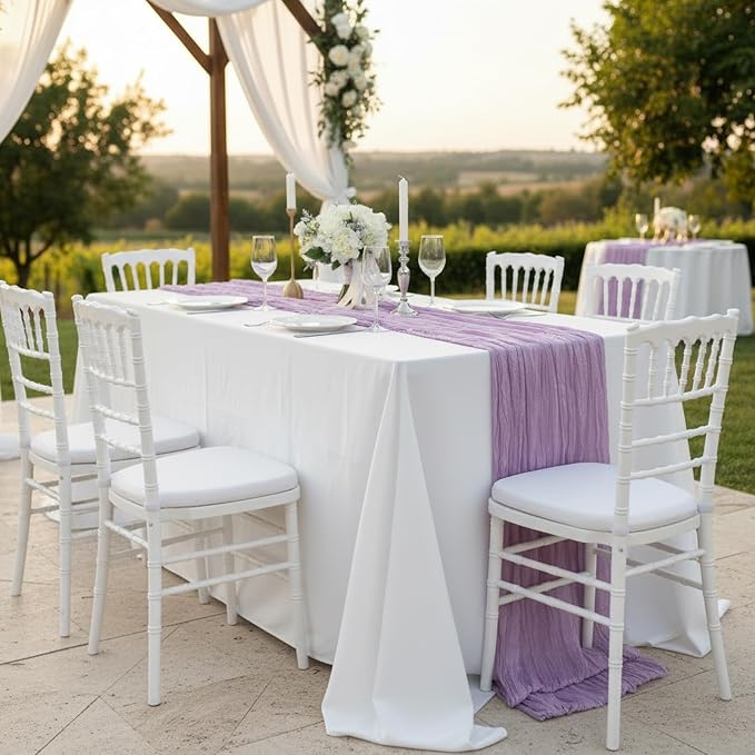 6 Pack Lilac Purple Cheesecloth Table Runner 120 Inch 10FT Cheese Cloth Fabric Runners for Baby Shower, Banquet, Wedding Decoration, Birthday Party
