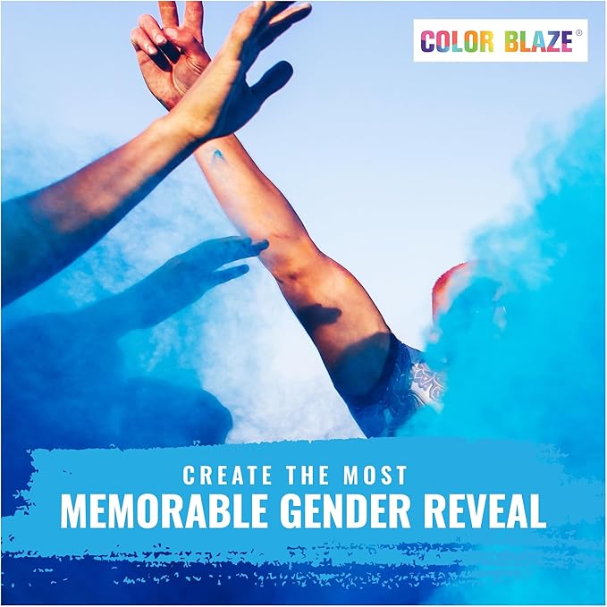 Color Blaze Blue Baby Gender Reveal Powder - 2 Pounds of Colored Powder for Boy - for Motorcycle Burnout, Toss, Photoshoot, Party & Festival - Combo Pack of 2 Bags with 1 Pound - Blue