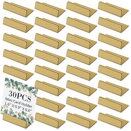30 Pcs Place Card Holders Gold Vintage Finish Table Card Holder Table Number Stands Antique Small Signs for Display Price Tags, Food Signs, Reception Party Photo, Weddings Restaurants Favor