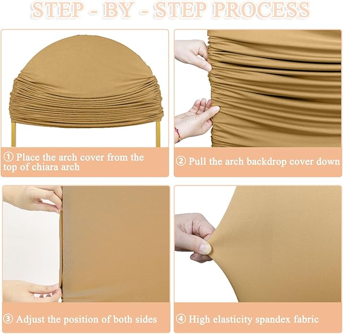Set of 3 Wedding Arch Cover Brown Arches Backdrop Cover 6FT 5FT 4FT Spandex Backdrop Covers for Balloon Arch Stands Chiara Arched Covers Stretchy Backdrops for Baby Shower Graduation Party Decor