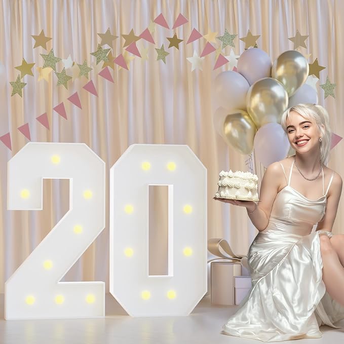 20th Birthday Decorations Marquee Numbers, 2.3FT Large Light up Number 20 for Birthday Decorations, Number 20 Light up Numbers for Party Anniversary Decor Sign
