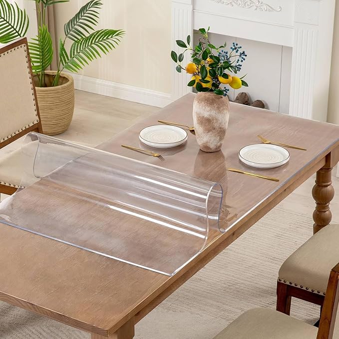14 x 51 Inch Clear Table Cover Protector, 2mm Thick Clear Desk Mat, Plastic Table Cover, Vinyl Table Protector, Desk Mats on Top of Desks