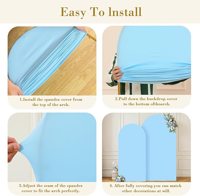 Baby Blue Arch Covers 2 Set 7.2 and 6ft Light Blue Arch Backdrop Cover Spandex Wedding Arch Stand Covers for Birthday Party Baby Shower Boy Wedding Banquet Photo Metal Balloon Arches Backdrop