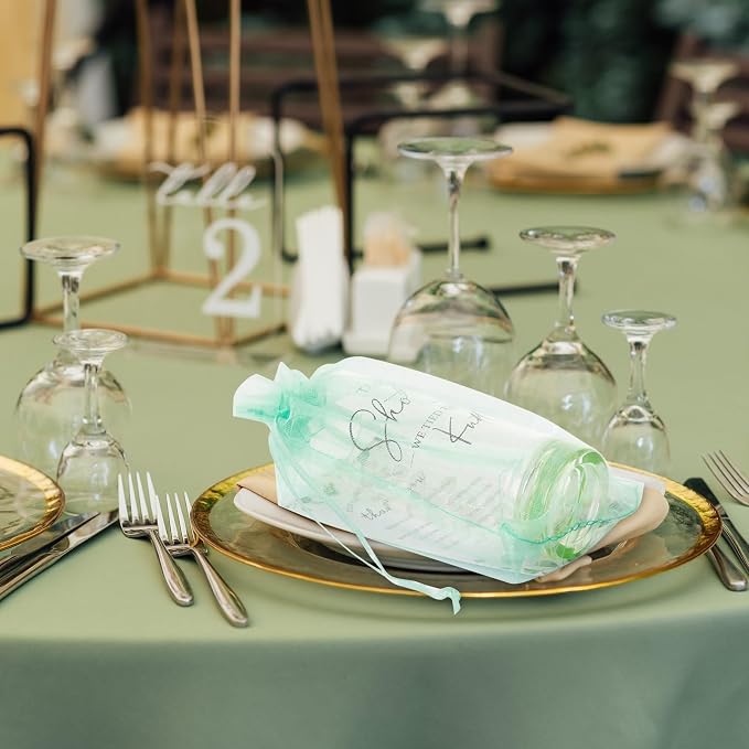 Sliner 50 Set Wedding Favors for Guests Bulk 2oz Acrylic Take a Shot We Tied the Knot Shot Glasses with Thank You Cards Organza Bags for Guest Souvenir Wedding Bridal Shower Gifts (Sage Green,Black)