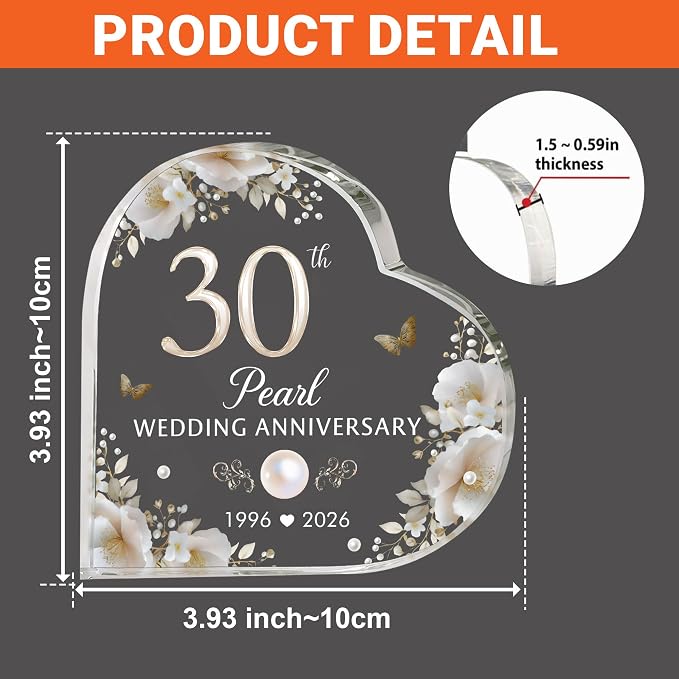 30th Wedding Anniversary Acrylic Cake Topper, 30 th Pearl Anniversary Decorations, 30 Wedding Topper, 30 Years Of Marriage Gifts, Wedding Keepsake Gift (30th Anniversary 2026)