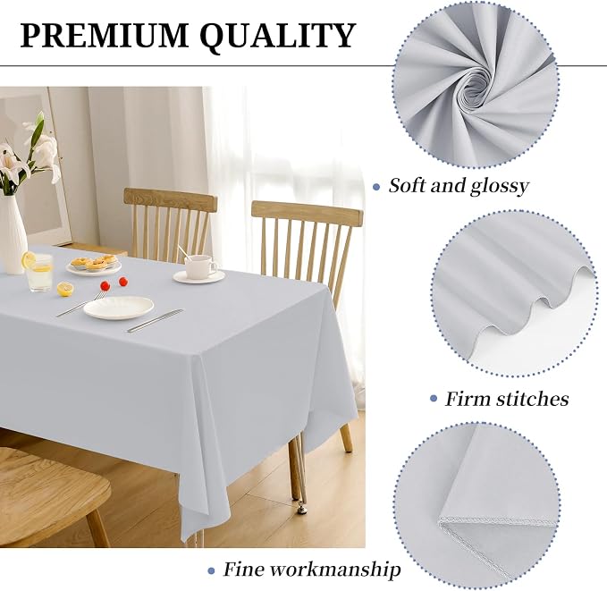 12 Pack Light Grey Tablecloths for Rectangle Tables 60 x 102 Inch Polyester Tablecloth 6 Foot Rectangle Table Cloth Washable Fabric Table Cover for Party Wedding Banquet Events