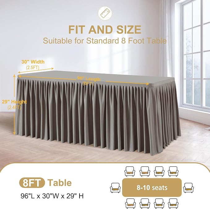 Wish Care 2 Pack Nude Brown Rectangle Table Clothes for 8 Foot Tables, Polyester Fitted Tablecloths 8ft Stretch Table Cover for Wedding, Birthday, Parties, Trade Show, Craft Show