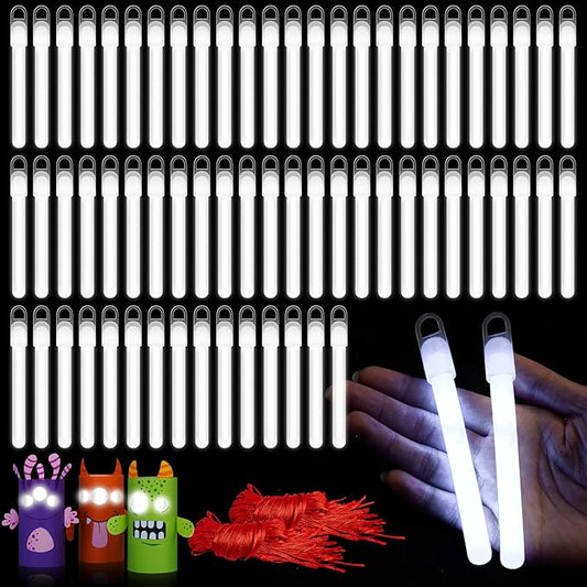 Lewtemi 50 Pack 4" White Glow Sticks Bulk, Glow in The Dark Party Supplies Birthday Holidays Party Favors Accessory Game Prizes or Treats