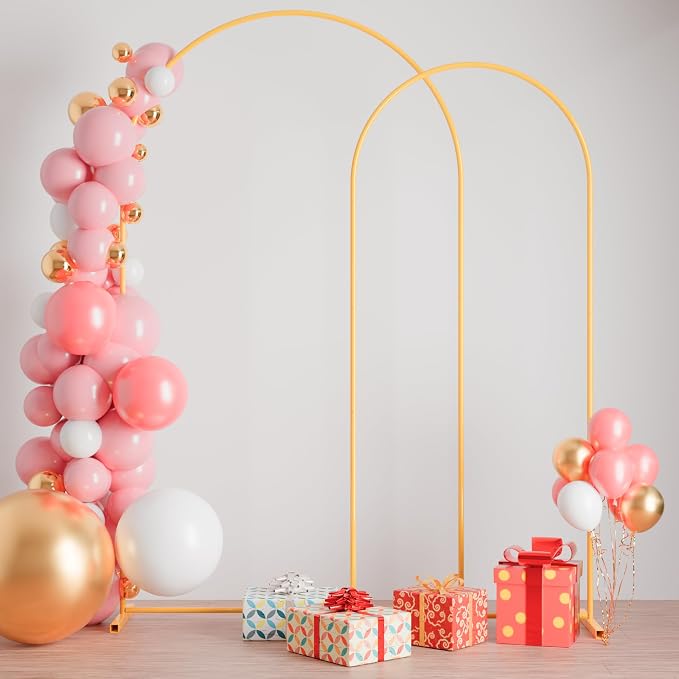 7.2FT+6FT Arch Wedding Arch Backdrop Stand, Heavy Duty Metal Arch Frame for Balloons, Flowers & Fabric, Event Decoration Stand for Ceremony, Party & Photos