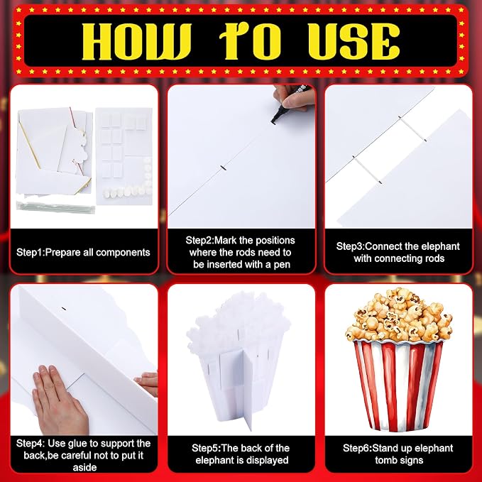4 Pcs Movie Night Party Decoration Starry Cardboard Cutouts Film Popcorn Clapperboard Cardboard Cutout Lifesize Stand-ups Wedding Birthday Photo Props Backdrop Decor