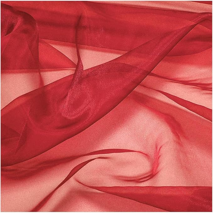 MDS Pack of 85 Yard Sheer Organza Fabric for Wedding Party Home Event Banquet Decorations, Backdrop Curtain Craft Dress Sewing Fashion DIY Crystal Organza Tulle Fabric Bolt 44” Wide - Red