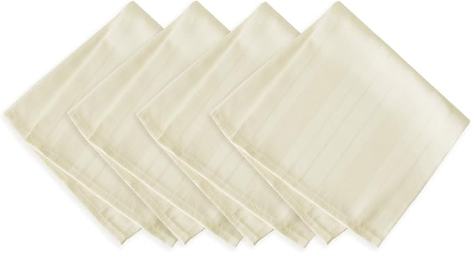Newbridge 60 x 84 Inch Rectangle Ivory Fabric Tablecloth, Denley Satin Stripe, Heavy Weight No Iron Polyester Holiday Dining & Party Table Cover