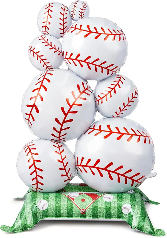 Soulchen 1 Pcs 3.5 ft Giant Self Standing Baseball Foil Balloons for Baseball Birthday Party Decoration Team Celebration Decor Backyard BBQ Sports Themed Party Supplies