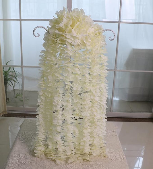 32.8Ft Artificial Silk Wisteria Vine Hanging Flowers Garland Home Outdoor Wedding Arch Garden Wall Decor,Pack of 10 (Champagne)