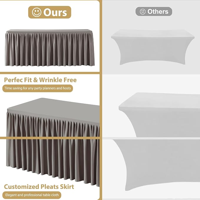 Wish Care 2 Pack Nude Brown Rectangle Table Clothes for 4 Foot Tables, Polyester Fitted Tablecloths 4ft Stretch Table Cover for Wedding, Birthday, Parties, Trade Show, Craft Show