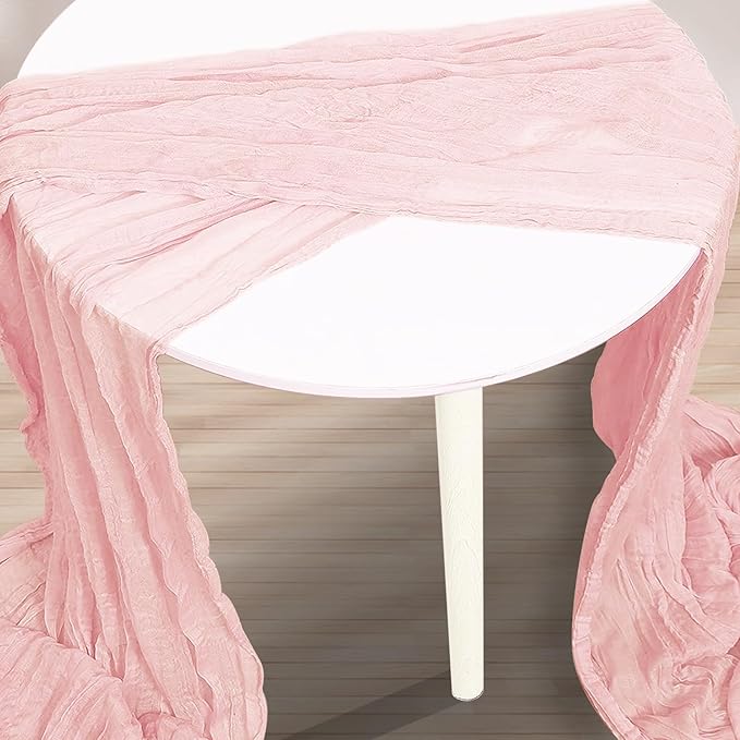 10 Pack Valentines Cheesecloth Table Runner 35x120 Inch 10Ft Rustic Gauze Cheese Cloth Table Runner Sheer Cheesecloth Table Runners for Wedding Party Bridal Shower Decoration
