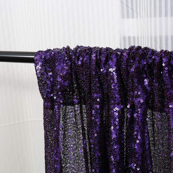 Eternal Beauty Purple Sequin Backdrop, 7x7 Ft Glitter Background Curtains for Shimmer Photography Party Wedding Birthday Back Drop Decor