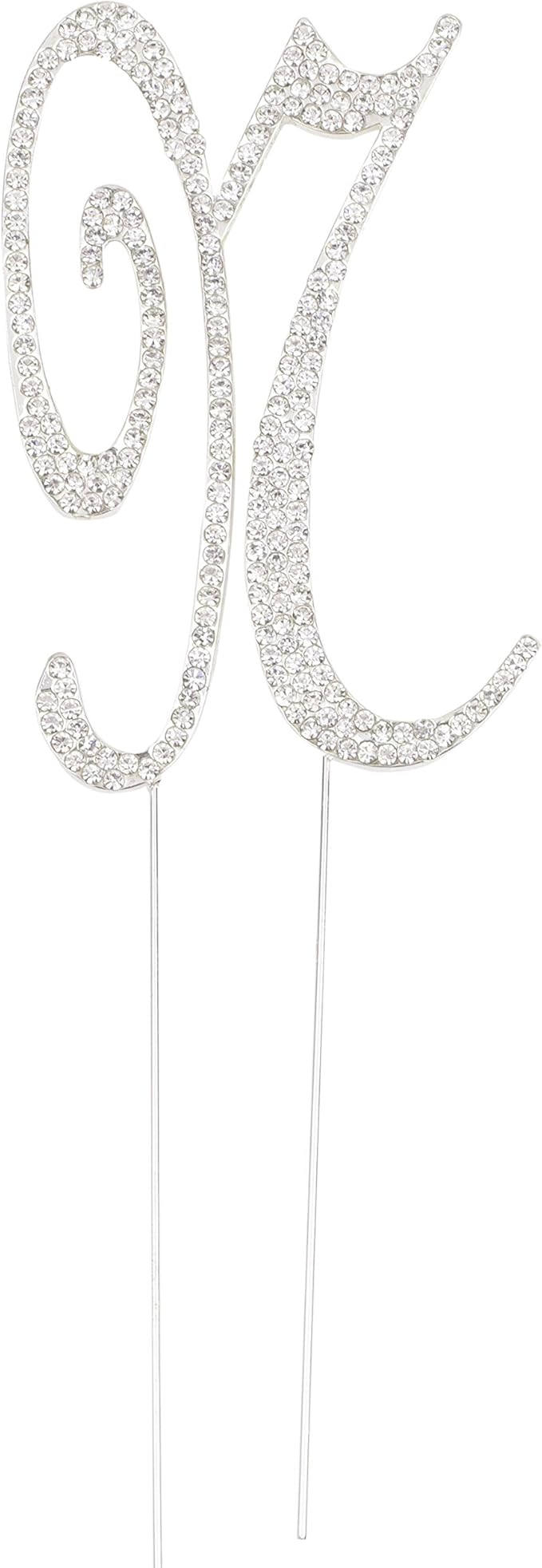 LOVENJOY Gift-Boxed 2.8" Rhinestone Letter N Cake Topper Wedding Birthday, Silver