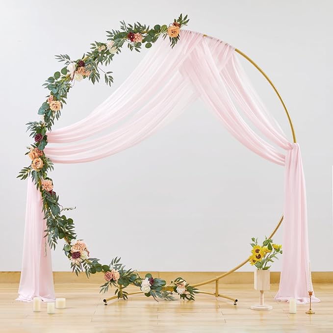 Wedding Arch Draping Fabric 28" x19FT, Sheer Chiffon Fabric Backdrop,2 Panels Blush Drapes for Wedding Ceremony Decor, Decorative Arch Drapery for Birthday Party Ceiling Curtain Backdrop