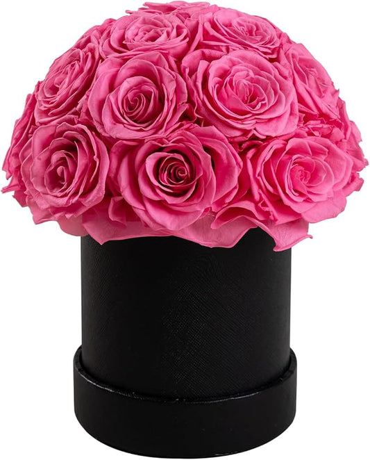 18 Preserved Flowers for Delivery Prime, Roses Dome Forever Flower Decor for Party Home Table Bedroom, Anniversary, Birthday, Wedding Gifts for Women Her (Pink)