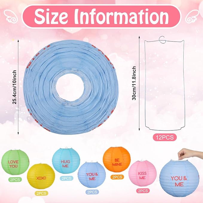 Retisee 12 Pcs 10 Inch Hanging Paper Lanterns Party Decorations Pastel Classroom Decor for Birthday Back to School Party Decoration for Classrooms Wedding Birthday Ceilings(Fresh Color,Lovely)