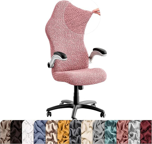 PAULATO BY GA.I.CO. Office & Gaming Chair Slipcover - Stretch Computer Desk Chair Cover with Zipper - Fabric Slipcovers - 1-Piece Form Fit Cover - Microfibra Collection - Coral Pink (Office Chairs)
