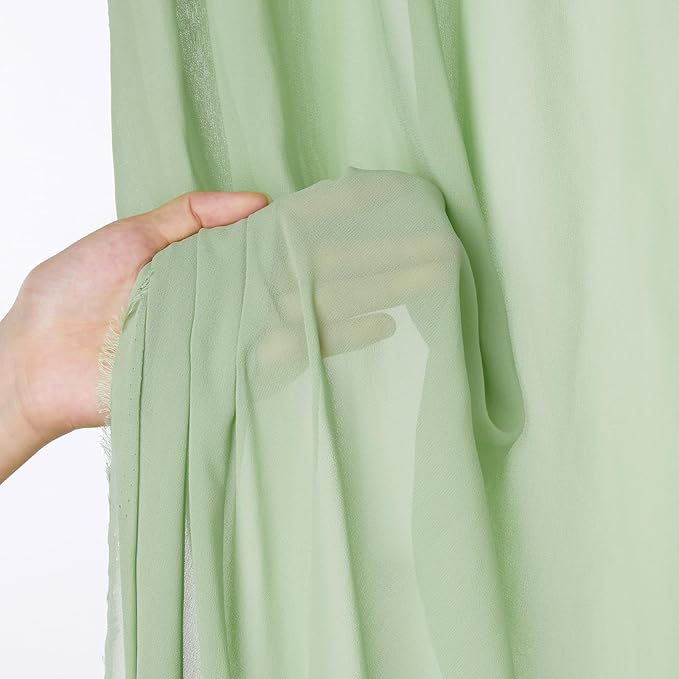 20 Yard Sage Green Chiffon Fabric by The Yard, 58 Inch Wide Elegant Sheer Chiffon Fabric for Wedding Costume Sewing Clothing Crafting Table Runner DIY Project