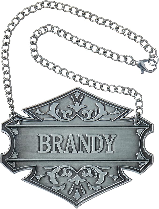 8PCS Liquor Decanter Tags-Gin, Vodka, Bourbon, Whiskey, Brandy, Rum, Scotch, Tequila/Adjustable Chain Bottle Labels/Silver