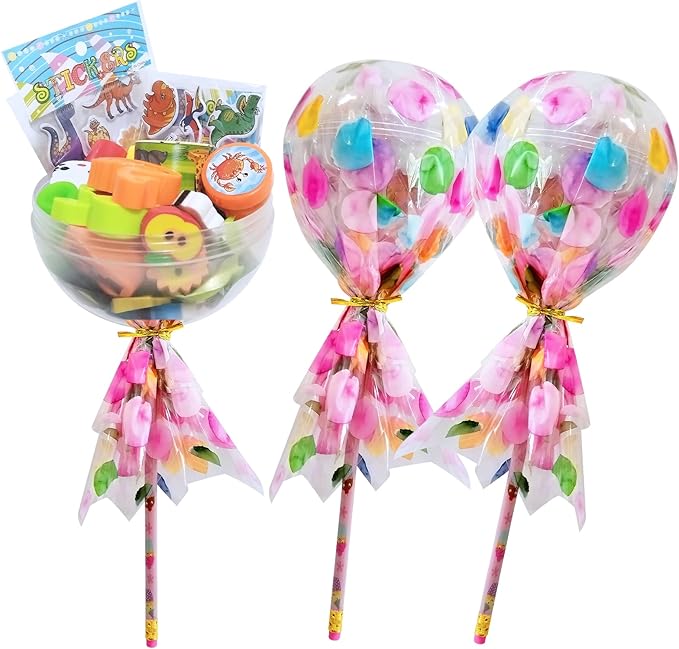 Rpefq Party Favors for Kids, 24 Pack Giant Lollipop-Shaped Stationery Set Return Gifts for Birthday Party,Fun Birthday Goodie Bags Classroom Rewards Students Gifts Class Prizes