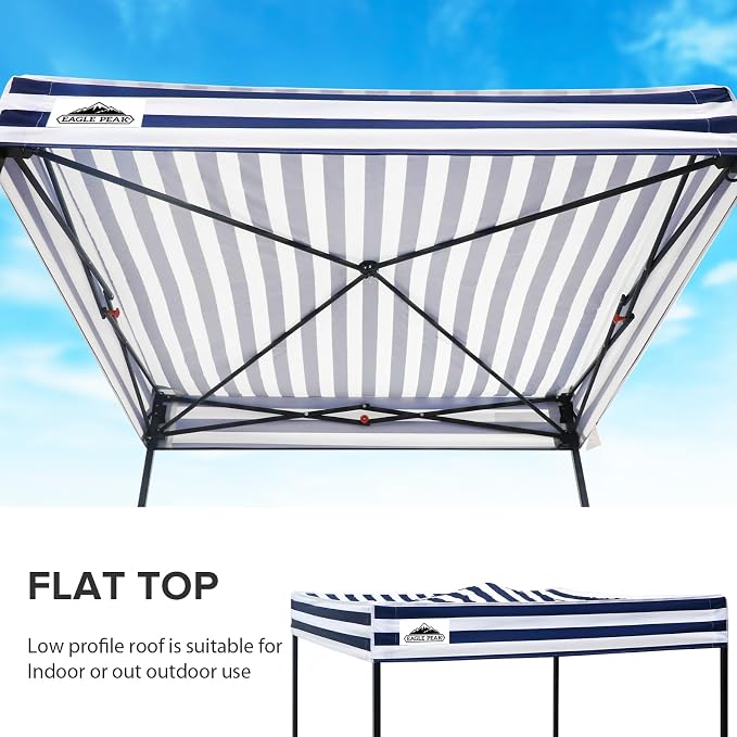 EAGLE PEAK 5x5 Pop Up Changing Tent, Flat Top Changing Room, White/Blue | Portable, Privacy Tent, Pool Cabana, Dressing Room, Shower & Toilet Use, Opaque Fabric, Instant Setup, Photoshoots, Camping