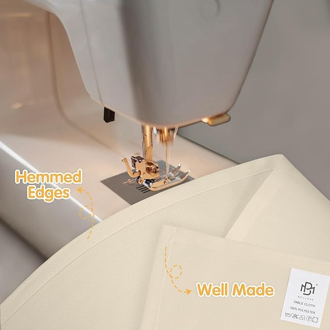 BRILLMAX 6 Pack Beige Tablecloths 60 x 126 Inch for 8ft Rectangle Tables - 150 GSM Polyester Fabric, 15" Standard Drop, Water, Stain & Wrinkle Resistant Cloth Cover for Wedding Banquet Dining Buffet