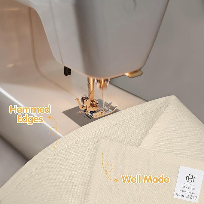 BRILLMAX 6 Pack Beige Tablecloths 90 x 132 Inch for 6ft Rectangle Tables - 150 GSM Polyester Fabric, Floor Length Drop, Water, Stain & Wrinkle Resistant Cloth Cover for Wedding Reception Banquet