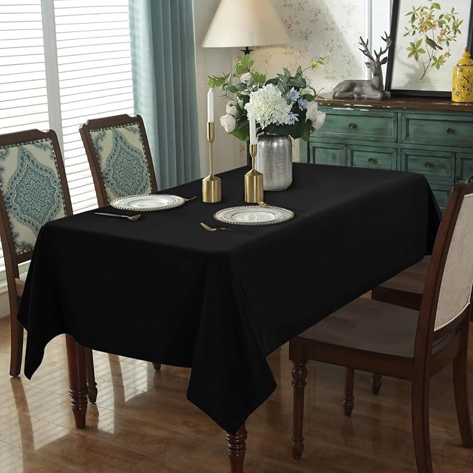 fani 10 Pack 60 x 102 Inch Tablecloth, Black Tablecloth for 6 Feet Rectangle Tables, Stain and Wrinkle Resistant Washable Fabric Table Cloth for Wedding Party Dining Table Buffet Parties and Camping