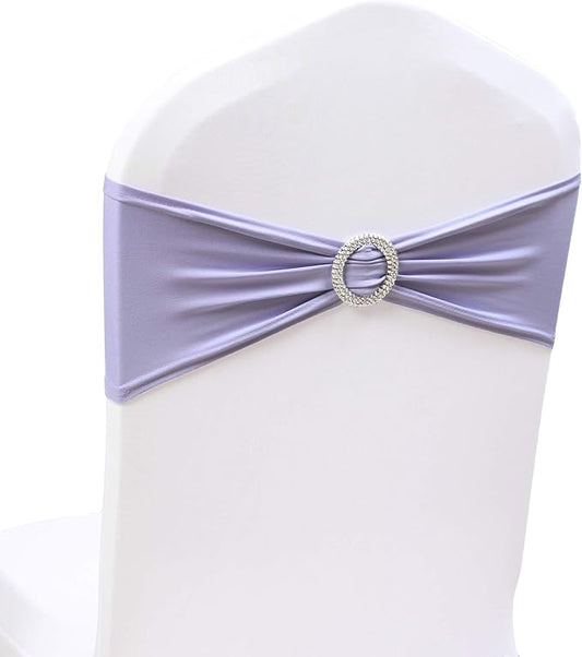 100PCS Lavender Wedding Chair Decorations Stretch Chair Bows and Sashes for Party Ceremony Reception Banquet Spandex Chair Covers slipcovers (100PCS, Lavender)