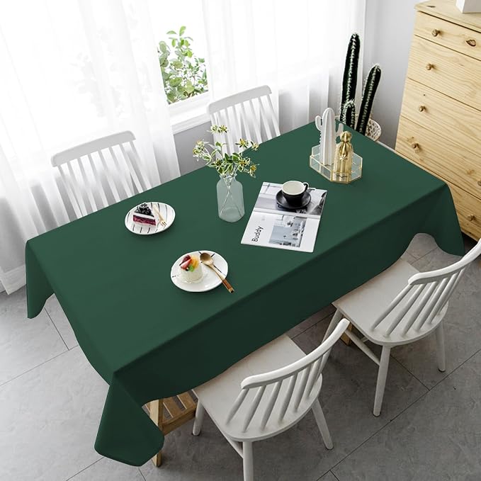 6 Pack Tablecloth 60 x102 inch Polyester Table Cloth for 6 Foot Rectangle Tables,Stain and Wrinkle Resistant Washable Fabric Table Covers Polyester Hunter Green Table Clothes for Wedding,Party,Banquet