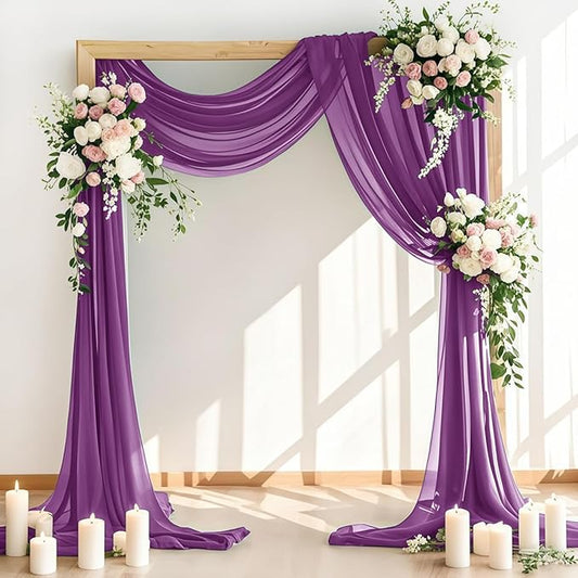 LINXTAR Wedding Arch Draping Fabric 30'' x 18FT Sheer Chiffon Arch Drape Backdrop 1 Panel Purple Drape for Easter Bridal Shower Baby Shower Photo Booth Church Decor Birthday Party Outdoor Decor