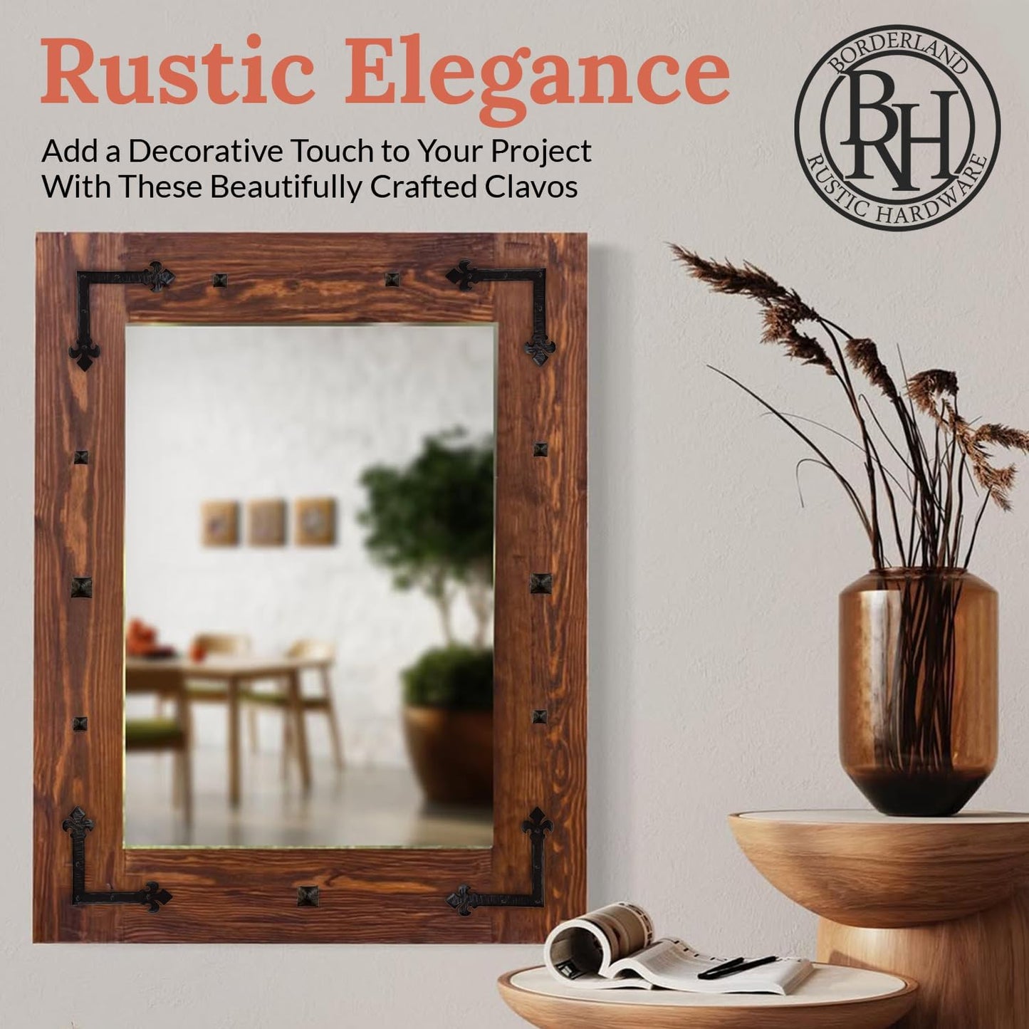 10 Pack 1.25" Square Head Iron Clavos Decorative Nails – Sealed Unfinished – Handmade Rustic Square Fasteners for Farmhouse Shutter, Barn Doors, Shutters, and Gates – Ornamental Wood Accent