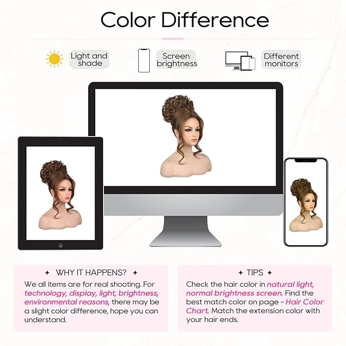 REECHO Messy Bun Hair Piece with Bangs - 2-in-1 Hair Bun Hairpieces Curly Updo Wig & Hair Topper with Long Side Bangs Natural-Looking Drawstring Ponytail Extension for Women - Chestnut Brown