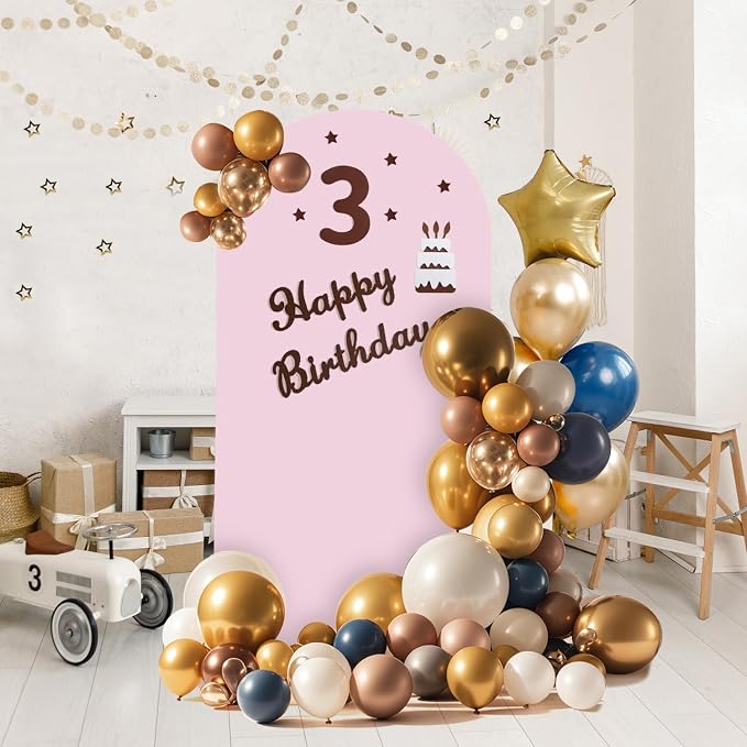 Arch Backdrop Stand and Cover Set, Metal Balloon Arch Backdrop 6.6ft, Gold Arched Stand Frame for Wedding, Parties,Birthday, Backdrop Decorations (Pale Pink,6.6ft)